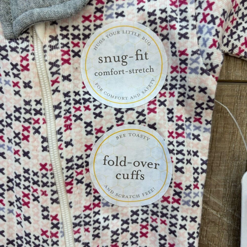 Burt's Bees Baby Girl Snug Fit Footed Pajama Size 0-3 Months Organic Cotton Pink - Picture 7 of 11
